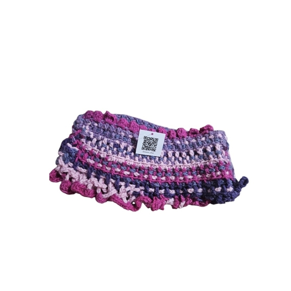 8-way Crochet Scarf Chuncky Cupcakes Blackberry Sorbet Color Winter handmade - Picture 15 of 17